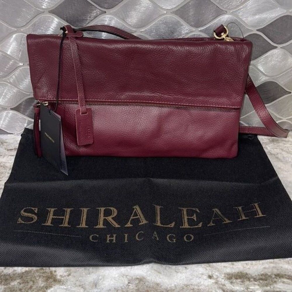 Shiraleah Chicago Preston Women Wine Leather Fold Crossbody/Clutch NWT
